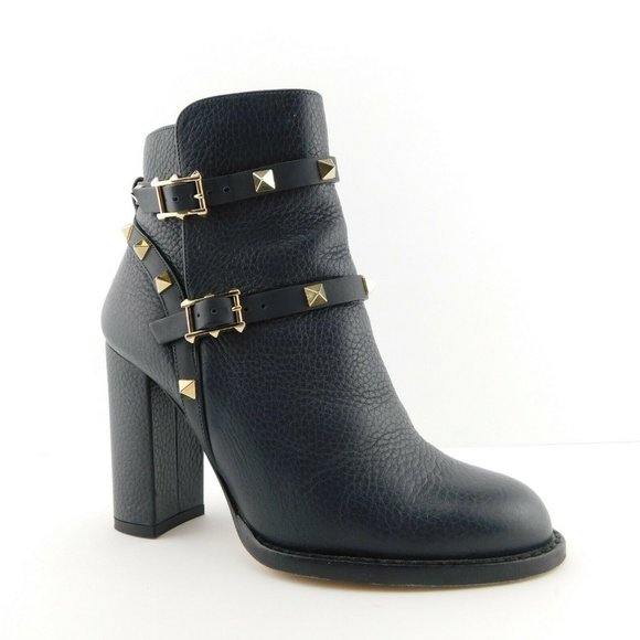 VALENTINO Rockstud Strap Block Heel Booties 35 - Picture 2 of 10